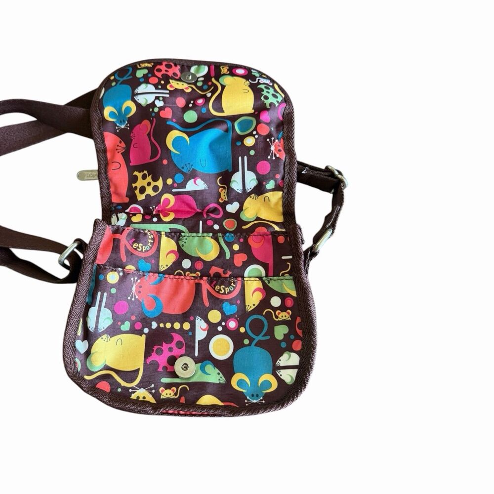LeSportsac Crossbody & Shoulder Bag Multicolor Mouse Rat Print Zipper Pockets - Picture 8 of 16